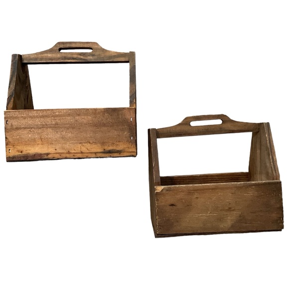 Vintage Rustic Small Wooden Crates With Handles Farmhouse Cottagecore Milk Eggs - Picture 5 of 9